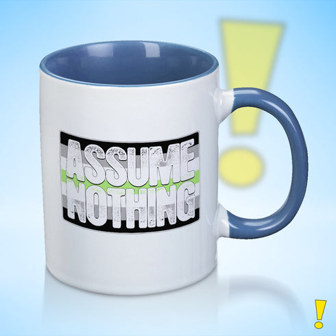 Assume Nothing Agender Pride Flag Color Accent Mug
